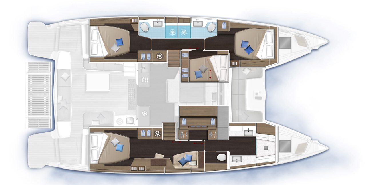 LAGOON 51 LAYOUT 3cabins 3heads - LAGOON 51 - Stream Yachts 