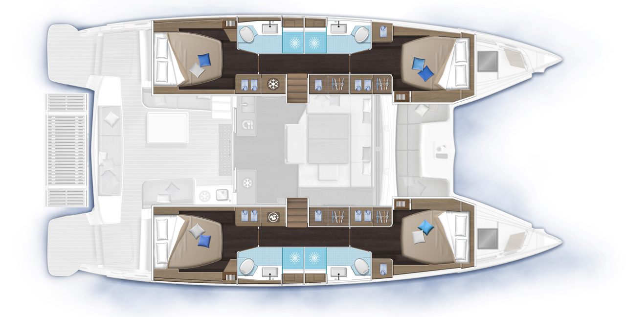 LAGOON 51 LAYOUT 4cabins 4heads - LAGOON 51 - Stream Yachts 